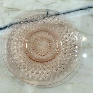 Vintage Pink Glass Hobnail 6” small plate Anchor Hocking, 1 replacement